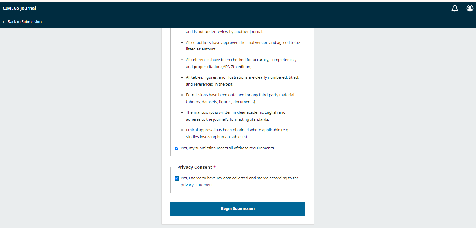Submission Checklist 2